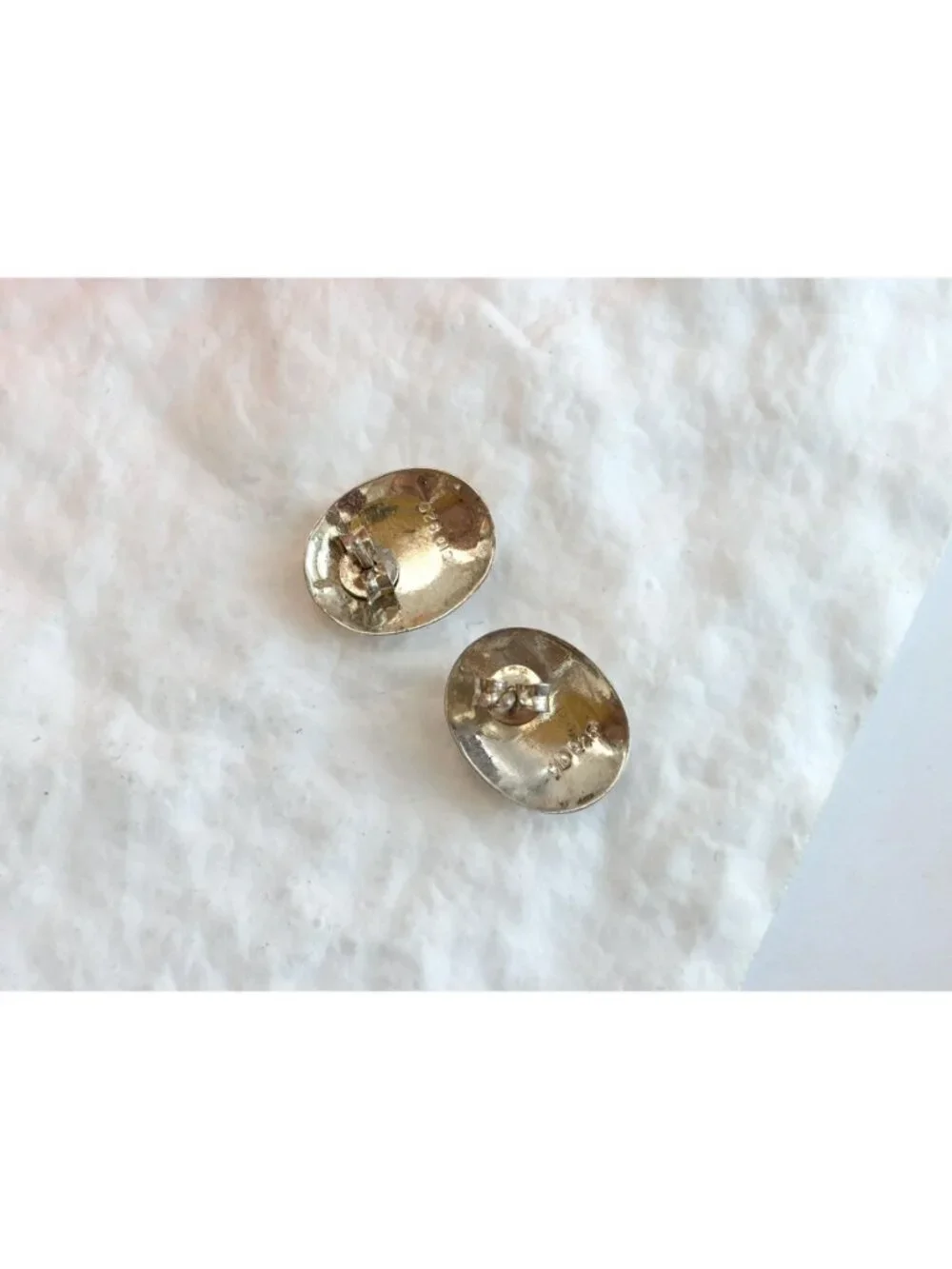 Natural Watermelon Rhodonite Gemstone Vintage Sterling Silver 925 Stud Earrings